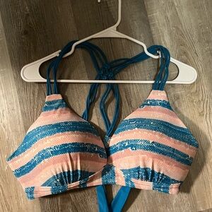 Striped Halter Bikini Top